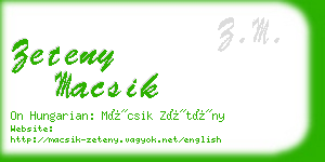 zeteny macsik business card